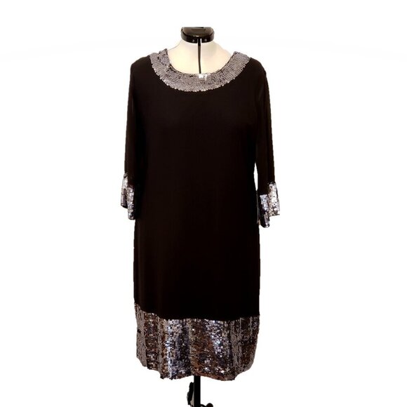 Ulla Popken Formal Black Sequin Dress, Size 16/18 - Picture 2 of 12